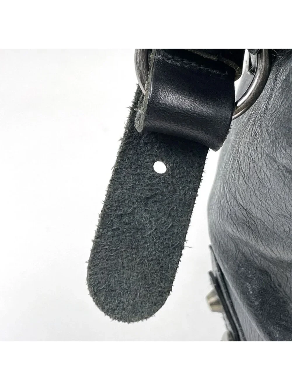 Balenciaga Shoulder Bag the Day Leather Dark Gray